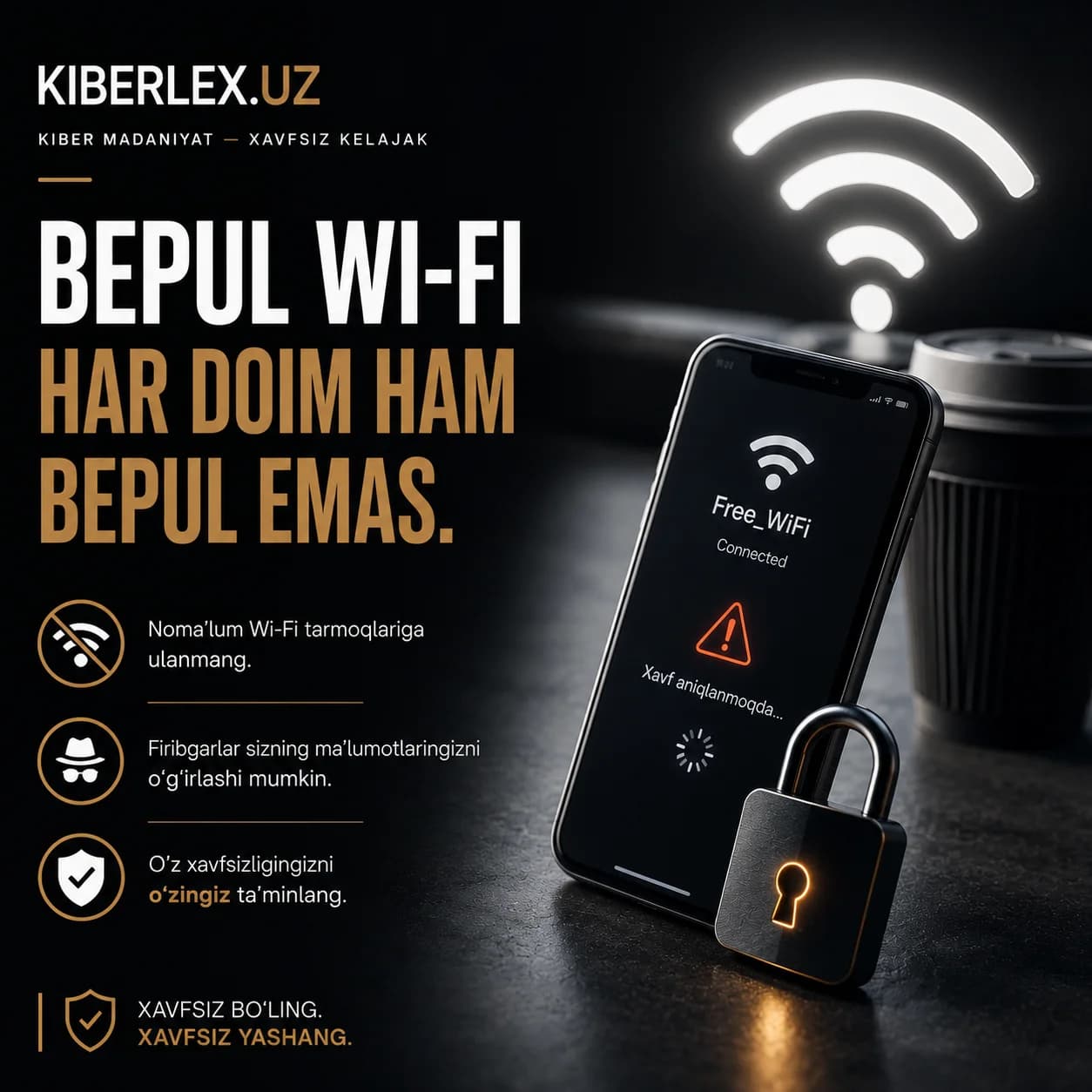 Kafedagi bepul Wi-Fi qulay, ammo undan foydalanayotgan yagona shaxs siz emassiz.