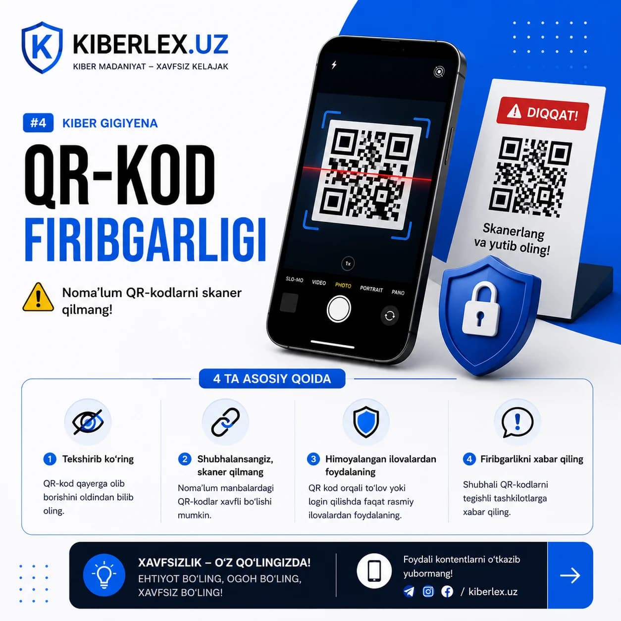 Kvadrat rasmning ortida nima borligini bilmasdan telefoningizni unga qaratmang.